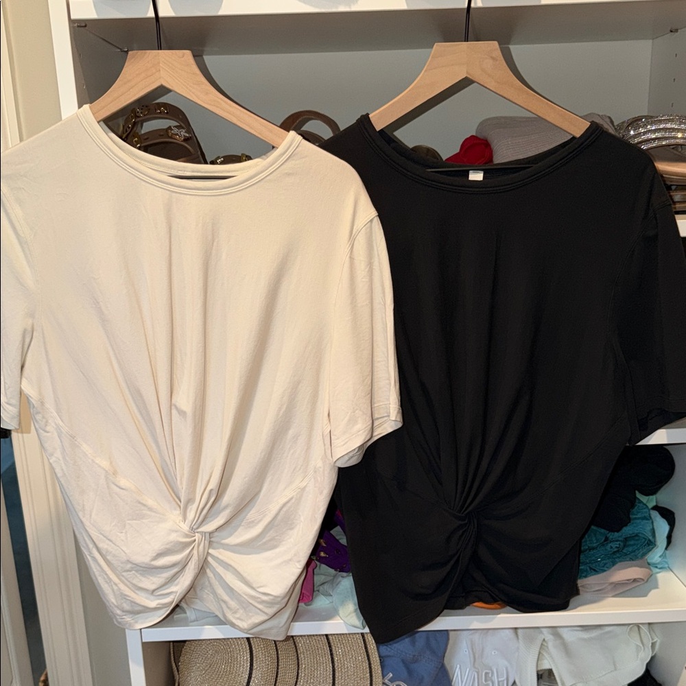 lululemon athletica Twist-Knot Short Sleeve Tee in Black and Cream
